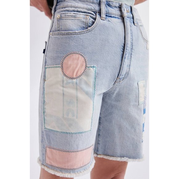 Anthropologie Pilcro Ultra High-Rise Patchwork Denim Bermuda Shorts - Picture 1 of 9